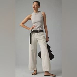 Anthropologie Maeve Khaki Lightweight Wide Leg Chino Pant Size 10